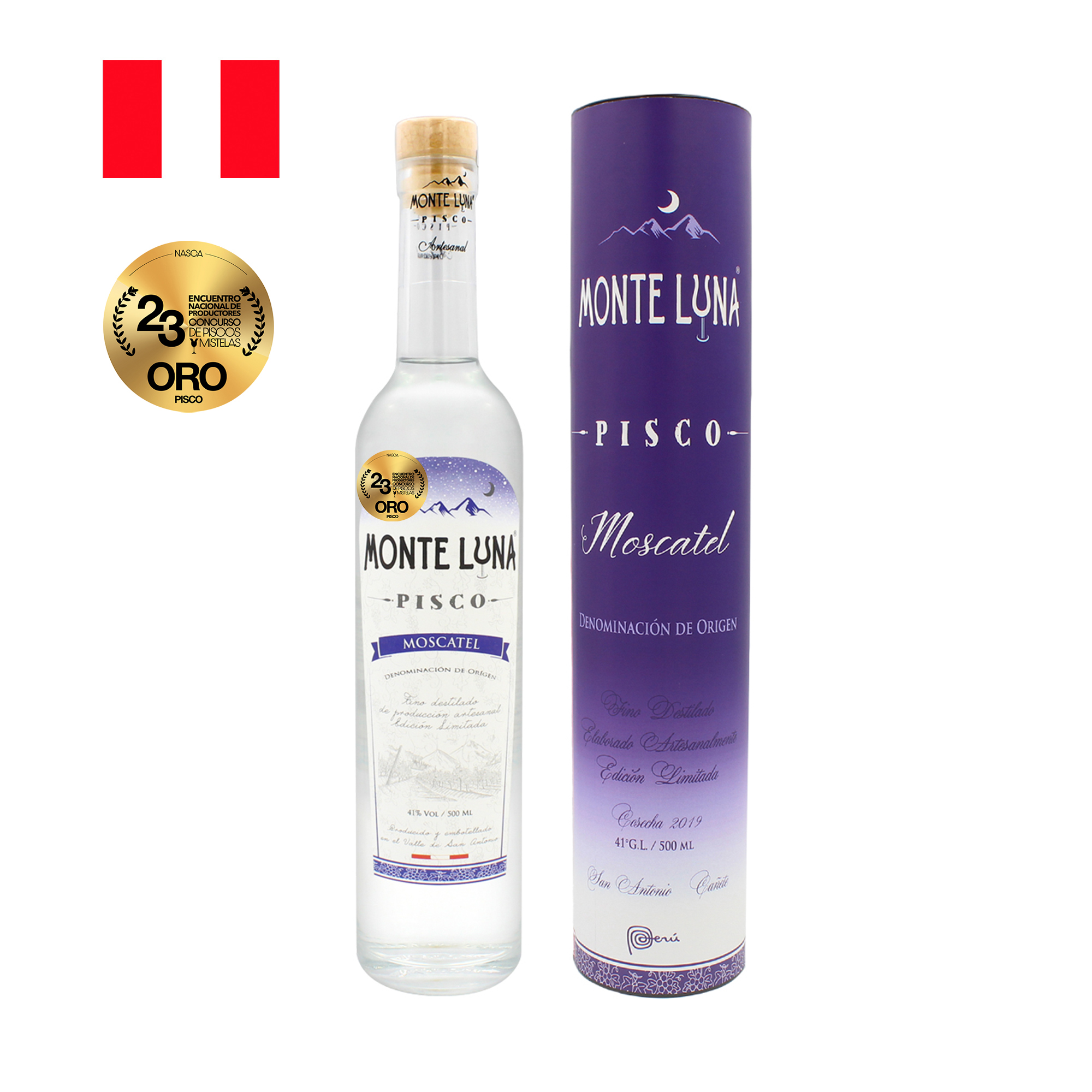 Pisco Monte Luna Moscatel 500 ML C/ Tubular