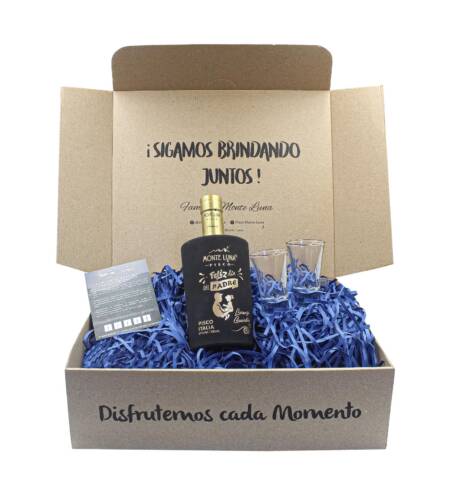 Pack Pisco Monte Luna | Dia del Padre | Botella Personalizada 500 ML + 2 Shots