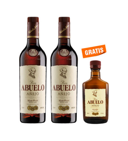 2 Rones Abuelo Añejo 750 ml + 1 Ron Abuelo Añejo 200 ml GRATIS