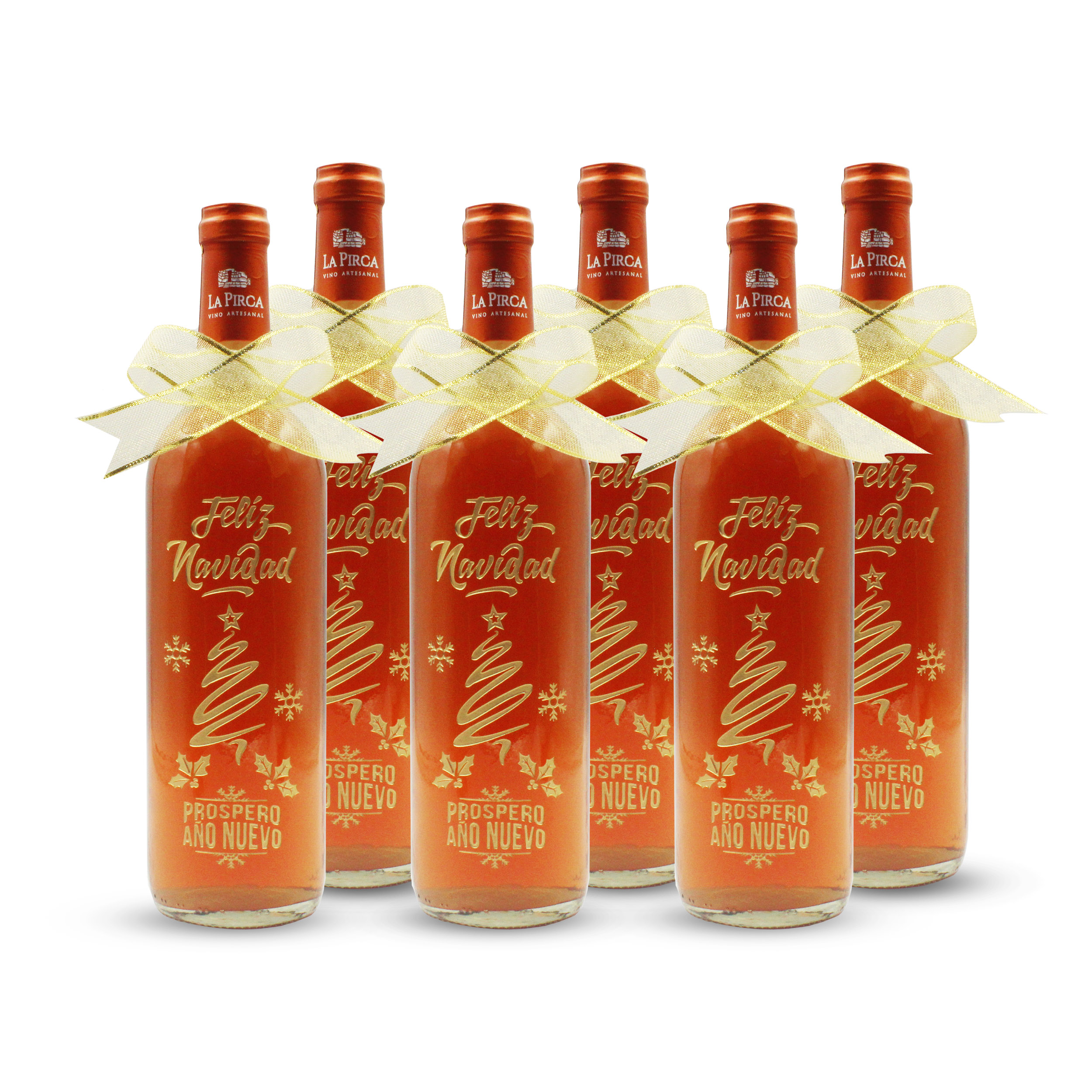 6 Vinos La Pirca Personalizados Quebranta Rosado Semiseco | Colección Navidad | Mod. 1
