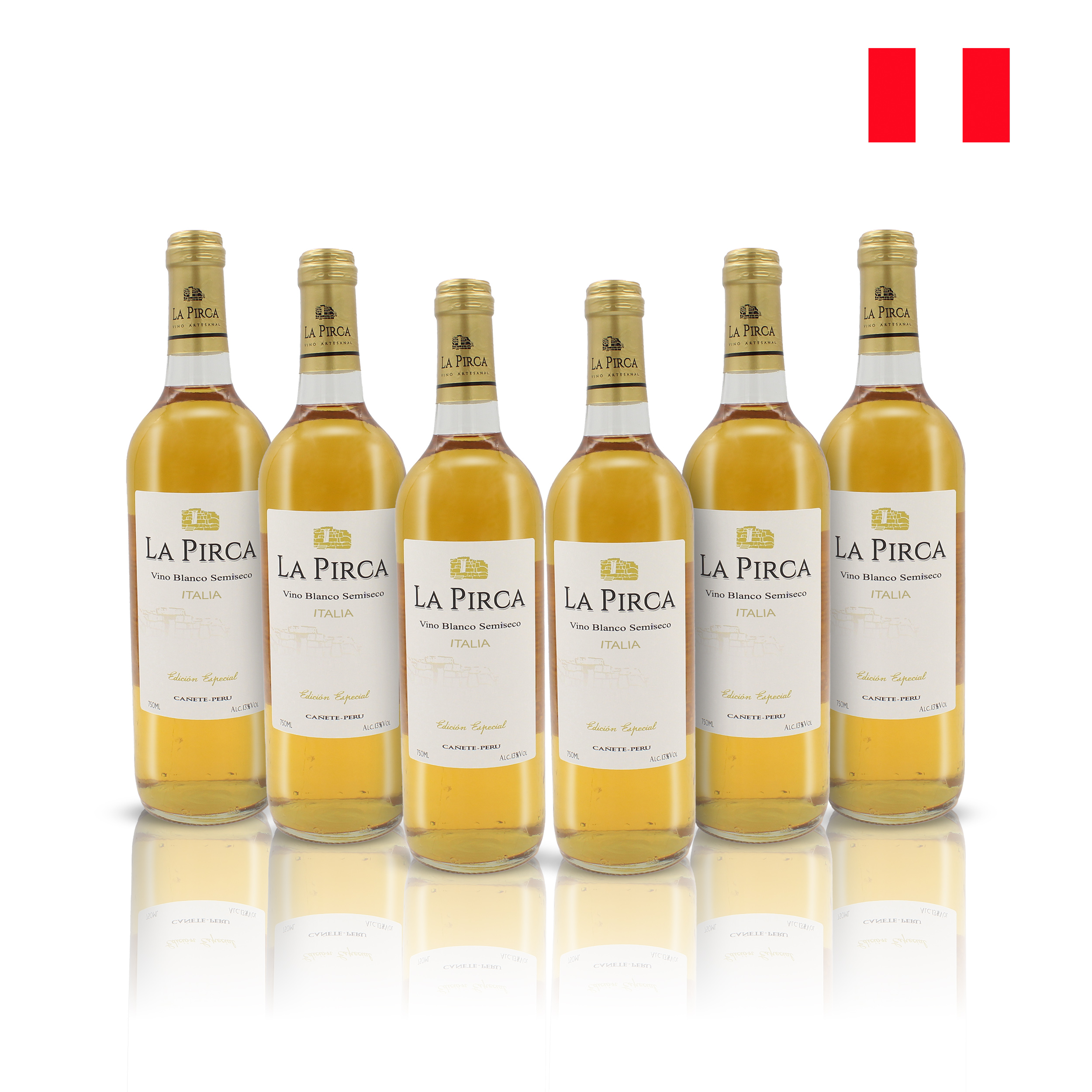 Vino La Pirca Italia Blanco Semiseco 750 ML 6 Botellas