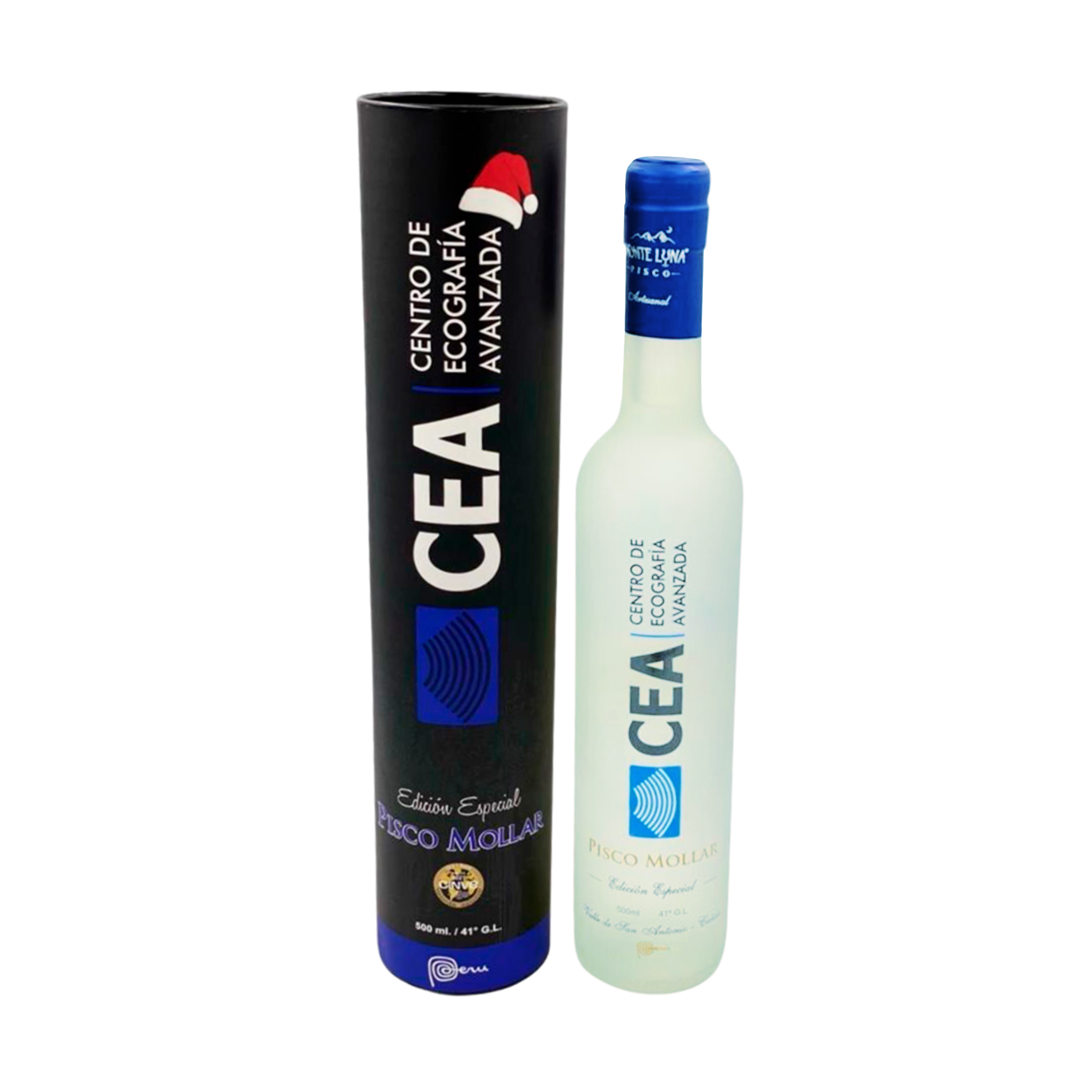 Pisco Monte Luna Mollar Personalizado 500 ML Mod.4 Corporativo Botella Serigrafia + Tubular