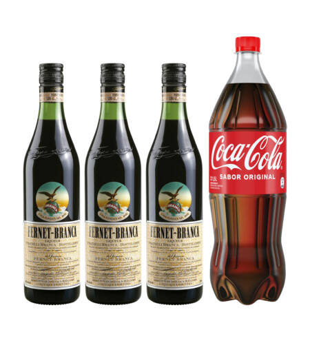 3 Fernet Branca 750 ML + 1 Coca Cola 1.5 LT
