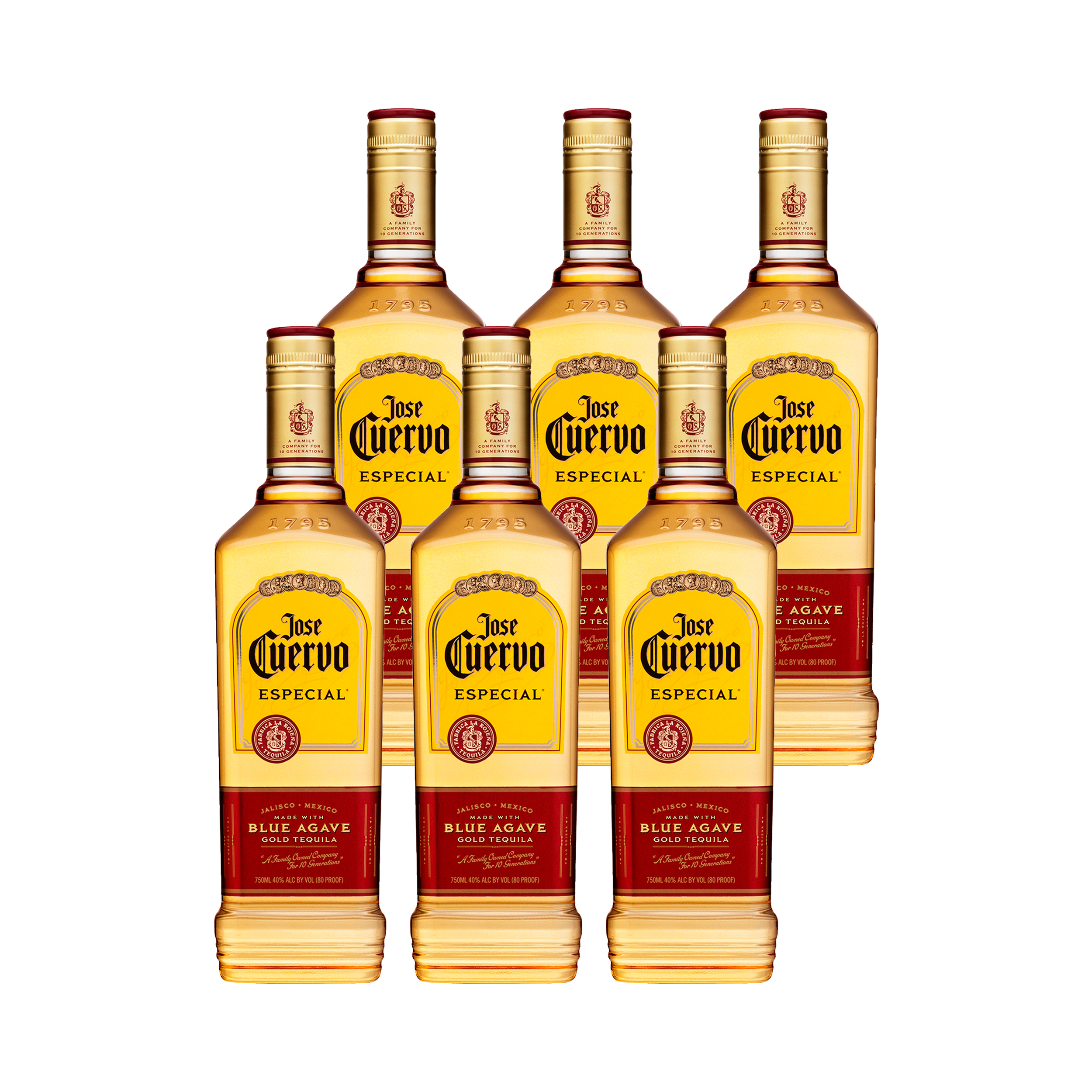 6 Tequilas Jose Cuervo Reposado 750 ml