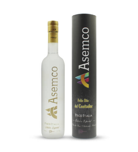 Pisco Monte Luna Italia Personalizado 500 ML c/ Tubular | Tallado Dorado