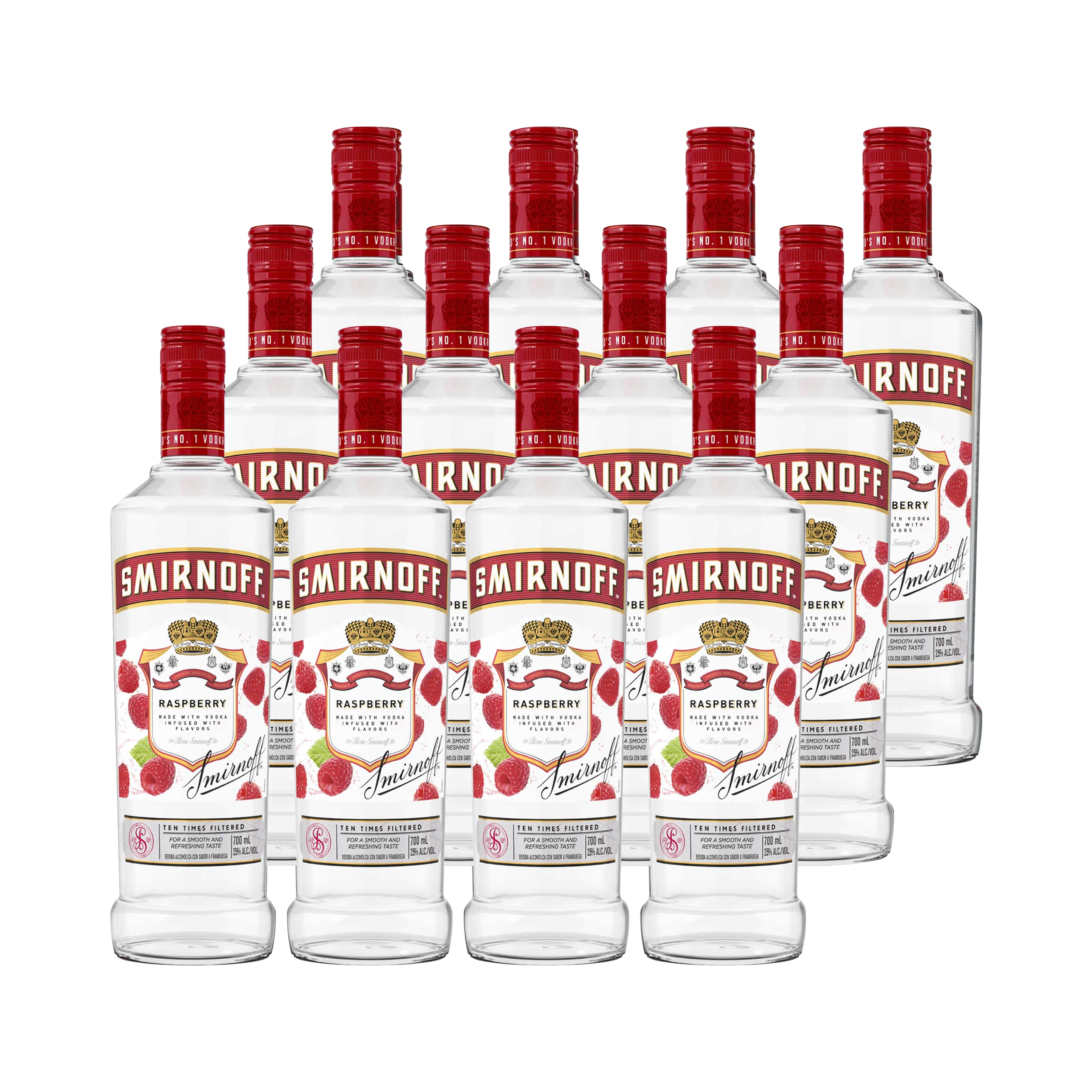 12 Vodkas Smirnoff Raspberry 700 ML