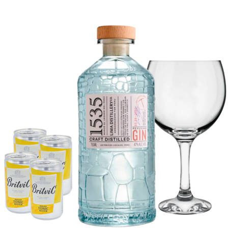 Pack Gin 1535 750 ml + 4 Aguas Tónicas Britvic + Copa Balón