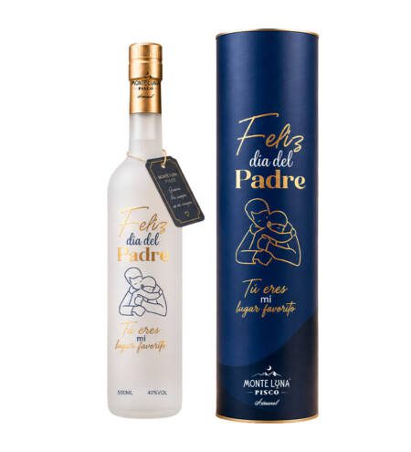 Regalo para el Día del Padre Pisco Monte Luna 500ml con Tubular Premium
