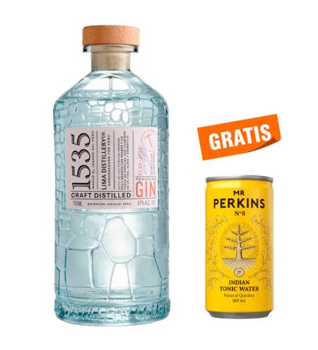 Pack Gin 1535 750 ml con agua tónica Mr Perkins gratis