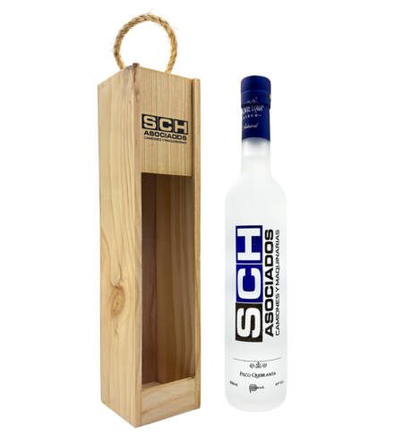Pisco Quebranta Personalizado Monte Luna 500 ML + Caja de Pino