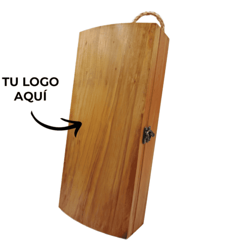 Caja de Pino con Telar serigrafiada con logo de empresa