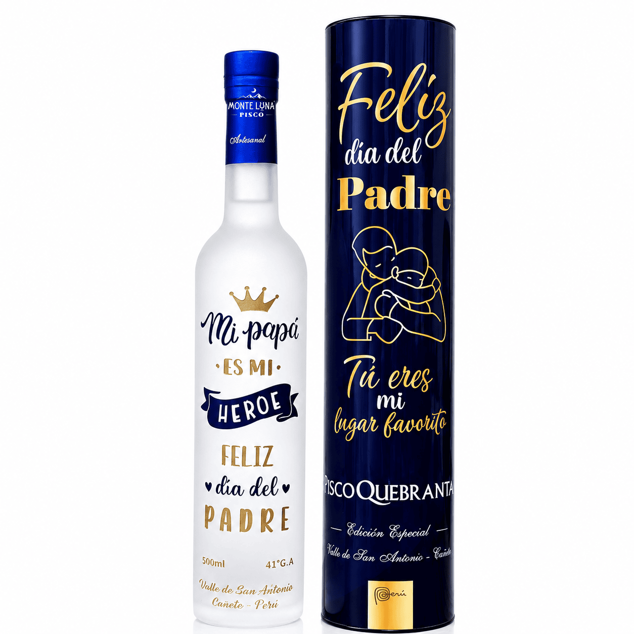Pisco Personalizado Día del Padre con Tubular 500 ml
