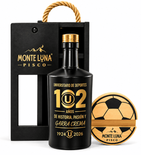 Pisco Monte Luna Personalizado Universitario 500 ml + Caja Premium + Portacelular