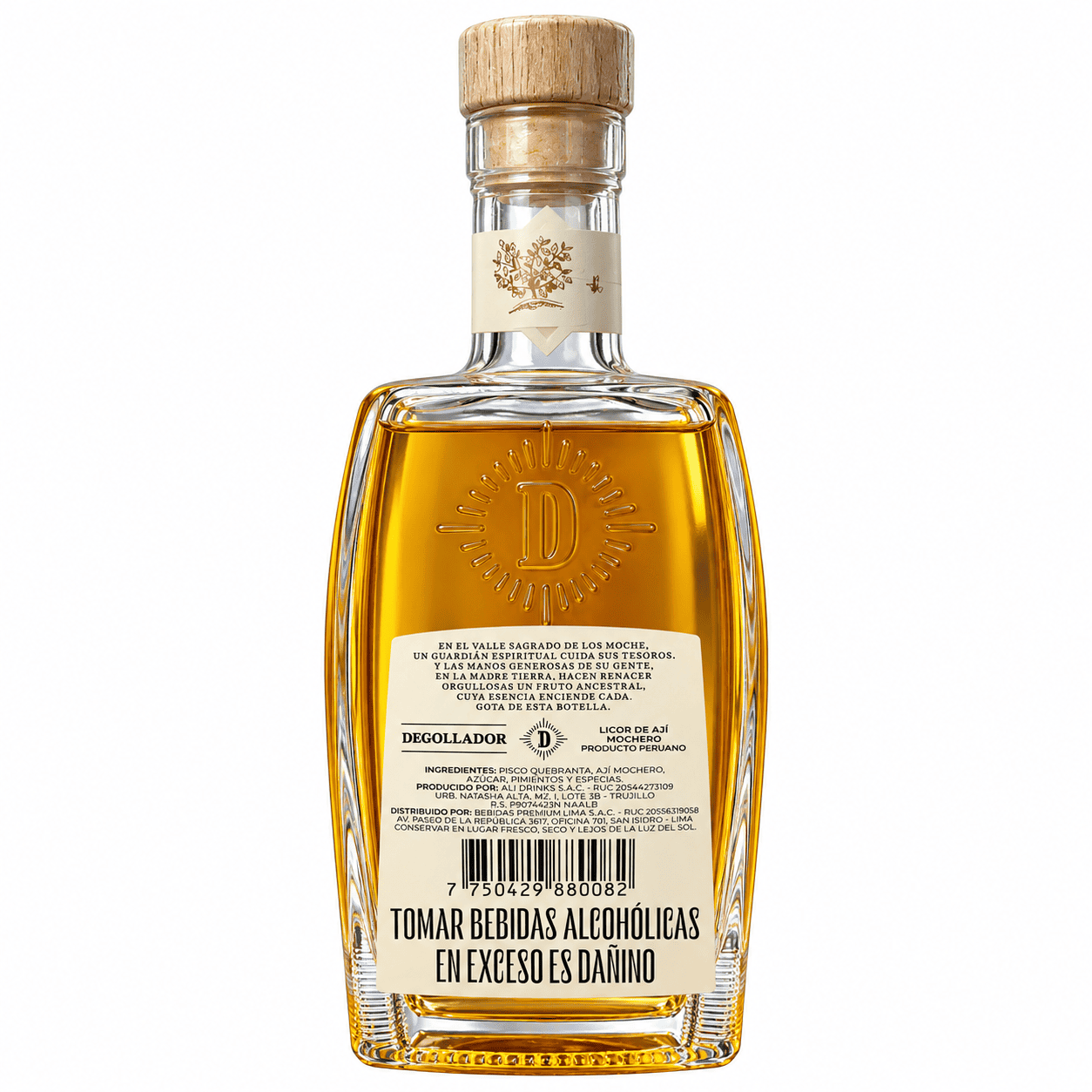 Licor de aji Decollador 700 ml vista posterior