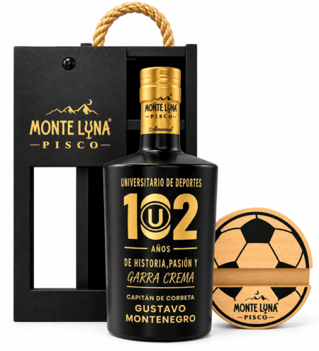 Pisco personalizado Universitario con caja premium y portacelular