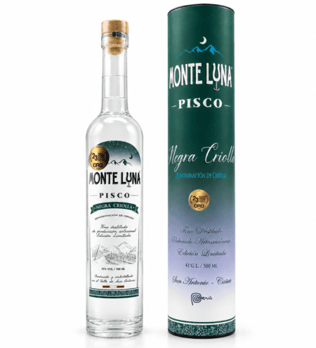 Pisco Monte Luna Negra Criolla 500 ml c/ Tubular