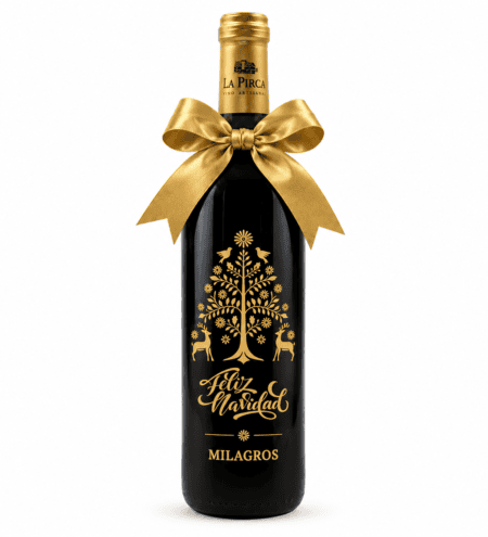 Vino borgoña semiseco La Pirca 750 ml personalizado para Navidad